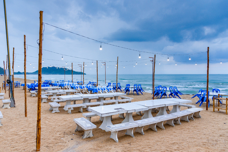 Prachuap Khiri Khan, Thailand - April, 18, 2017 : Seating restaurant seaside of Pla too seafood restaurant in Thongchai Sub district, Bangsapan District, Prachuap Khiri Khan, Thailandのeditorial素材