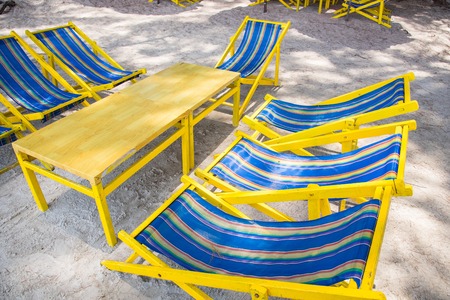 Prachuap Khiri Khan, Thailand - April, 18, 2017 : Sun umbrellas in the warm sandy beach of the tourist at Lime bay in Thongchai Sub district, Bangsapan District, Prachuap Khiri Khan, Thailandのeditorial素材