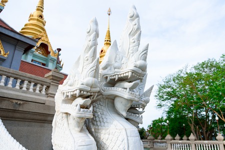 Prachuap Khiri Khan, Thailand - April, 18, 2017 : Statue White Naga stair of Wat Thang sai temple at Prachuap Khiri Khan, Thailandのeditorial素材