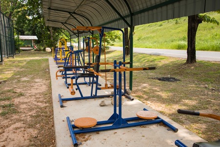 Exercise equipment in public park at Thailandの写真素材