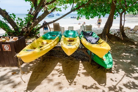 Rayong, Thailand - April, 28, 2017 : Kayak on the beach at the Koh Samet island, Rayong, Thailandのeditorial素材