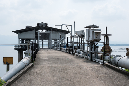 Chon Buri, Thailand - April, 27, 2017 : Water treatment process and Water treatment plants of the Waterworks at Bang Phra Reservoir in Chon Buri, Thailand.のeditorial素材