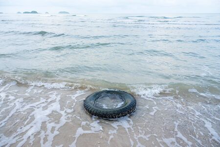 The Tire on the beachの写真素材