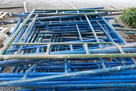 Scaffolding storage in the construction site, Scaffolding elementの写真素材
