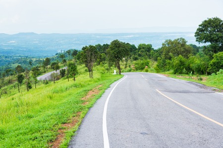 A view of a road in Phu Laen Kha National Park at Chaiyaphum, Thailandの写真素材