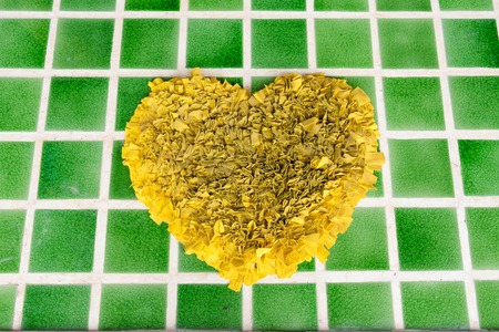 Heart shape, foot scraper carpet on the floorの写真素材