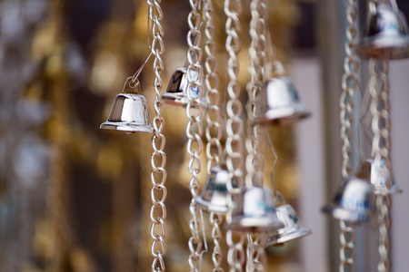 Chaiyaphum, Thailand - July, 02, 2017 : A small bell to bless the gods for good luck in Wat Phra...
