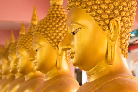 Nakhon Nayok, Thailand - July, 16, 2017 :  The Golden Buddha statue in Phuttha Utthayan Makha Bucha Anusorn at Nakhon Nayok, Thailand.のeditorial素材