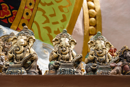 Nakhon Nayok, Thailand - July, 16, 2017 : Ganesh statue thai called Phra Pikanet at indoor for people visit and respect praying at Ganesha park temple Nakhon Nayok, Thailand.のeditorial素材