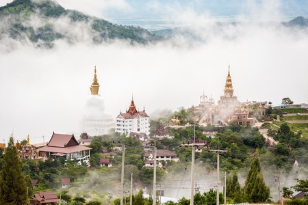 Phetchabun, Thailand - July, 15, 2017 : Beautiful landscape view of Golden pagoda at Wat Pha Sorn Kaew, Petchabun, Thailandのeditorial素材