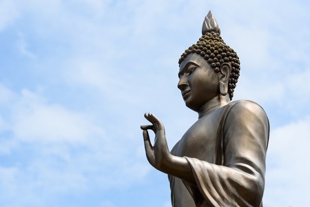 Nakhon Nayok, Thailand - July, 16, 2017 :  The Black Buddha statue in Phuttha Utthayan Makha Bucha Anusorn at Nakhon Nayok, Thailand.のeditorial素材
