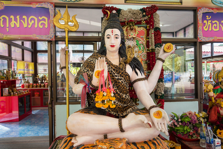 Nakhon Nayok, Thailand - July, 16, 2017 : Hindu goddess statue in Ganesha park temple Nakhon Nayok, Thailand.のeditorial素材