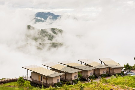 Phetchabun, Thailand - July, 15, 2017 : Landscape misty,Fantastic dreamy sunrise on the mountains, Mountain with mist cloud at Khao Kho Phetchabun Thailand.のeditorial素材