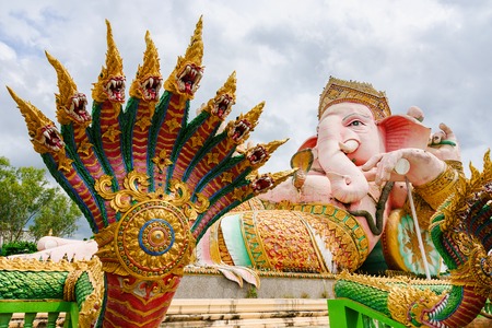 Nakhon Nayok, Thailand - July, 16, 2017 : Big Ganesha statue in Ganesha park temple Nakhon Nayok, Thailand.のeditorial素材