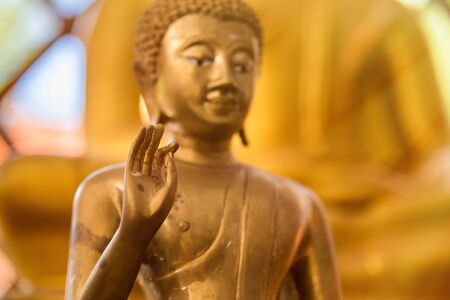 Ratchaburi, Thailand - July, 23, 2017 : Golden Buddha statue in Wat Khanon at Ratchaburi, Thailandのeditorial素材