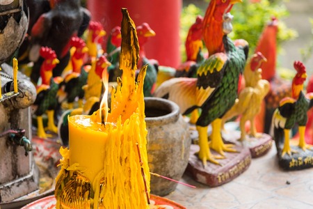 Bangkok, Thailand - July, 30, 2017 : Praying candle in a Buddhist temple in Thailand in Sa pan temple Bangkok, Thailand.のeditorial素材