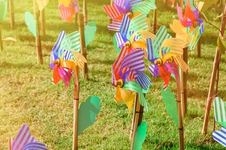 Colourful of windmill toy in the garden.Thailand