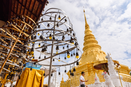 Nan, Thailand - September, 23, 2017 : Golden pagoda of Wat Phra That Chae Haeng at Nan Province, Thailandのeditorial素材