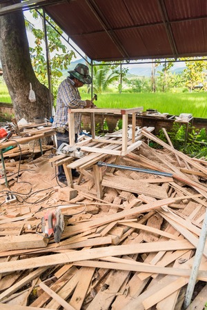 Nan, Thailand - September, 24, 2017 : Unidentified name Carpenter is working in RongngÃ¦ temple at Nan Province, Thailandのeditorial素材