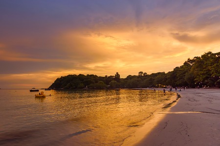 View of Vongdeuan beach sunset at the Koh Samet island, Rayong, Thailandの写真素材