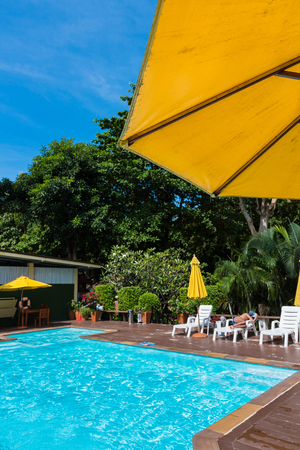 Rayong, Thailand - October, 07, 2017 : Swimming pool of Vongdeuan Resort at the Koh Samet Island, Rayong, Thailandのeditorial素材