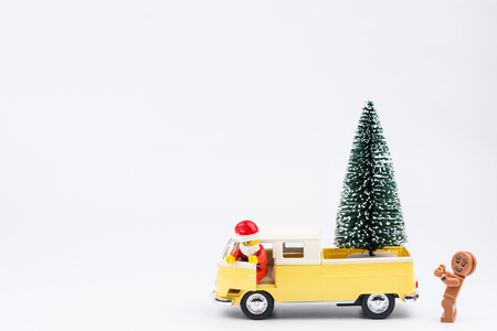 Nonthaburi, Thailand - November, 14, 2017 : Lego Santa Claus truck driver to send christmas trees at Christmas day.Theme Christmas day background.のeditorial素材