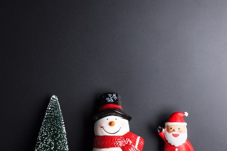 Christmas decorations on black background with copy space.Christmas day conceptの写真素材