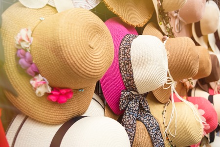 Hat variety shop at Ferry Pier go to Koh Kret Nonthaburi, Thailand