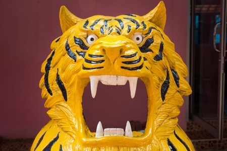 Tigers are made from fiberglass to allow tourists to photograph.Thailandの写真素材