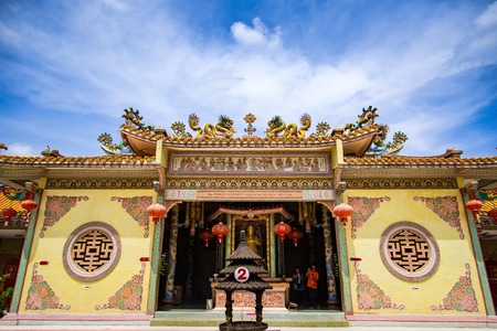 Chanthaburi, Thailand - April, 27, 2018 : The Chinese Temple at Dragon Buppharam Temple, People go to temple to pray for good luck and success in life at Chanthaburi, Thailandのeditorial素材