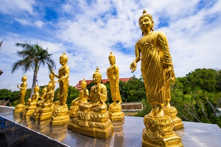 Saraburi, Thailand - April, 29, 2018 : Golden Buddha statue of Wat Phra Phutthabat Woramahawihan...