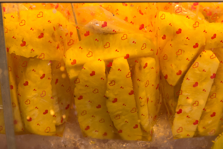 Close up of pineapple in market at Bangkok, Thailand