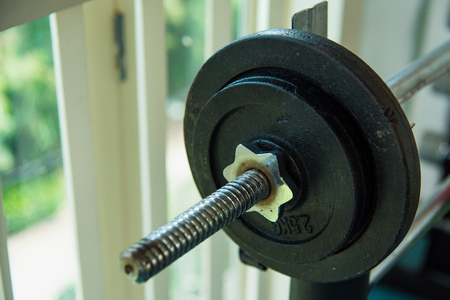 Barbells in the fitness roomの写真素材