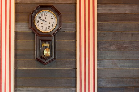 Prachuap Khiri Khan,Thailand - June, 03, 2018 : Vintage chiming wall clock of D varee diva kiang...