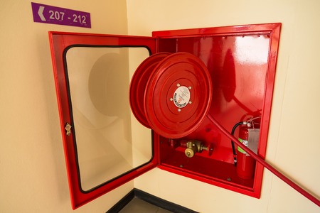 Prachuap Khiri Khan,Thailand - June, 03, 2018 : Fire hydrant box for fire protection system of D varee diva kiang haad beach hotel Hua Hin city Prachuab Khirikhan, Thailandのeditorial素材