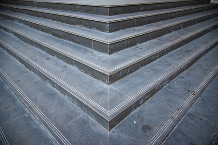 Perspective of black granite staircase.Thailandの写真素材
