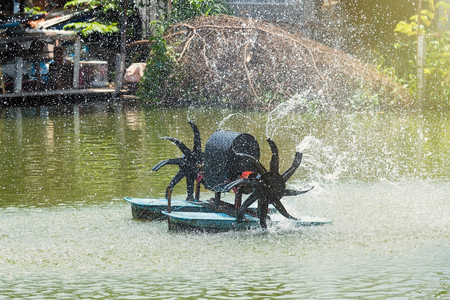 Water turbine for water treatment increasing oxygen in the water. Thailandの写真素材