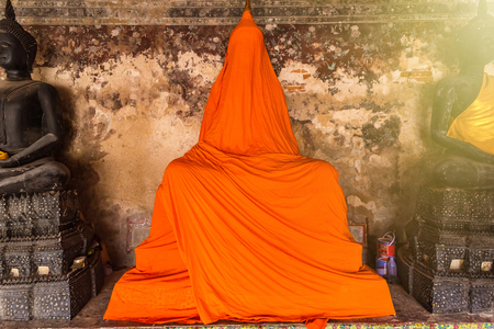 Golden Buddha Statue of Wat Suthat Devaravaram temple landmark of Bangkok, Thailandの写真素材