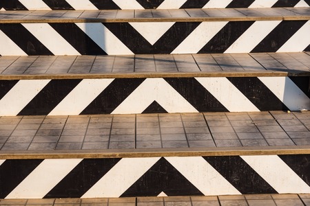 Stairway pattern  with black and white stripes closeup