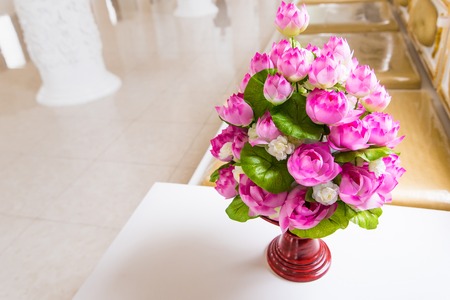 Bright and beautiful colors of plastic flowers.Thailand.の写真素材