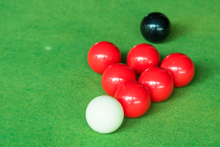Close up snooker ball on the green snooker tableの写真素材