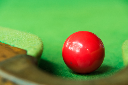 Close up snooker ball on the green snooker tableの写真素材