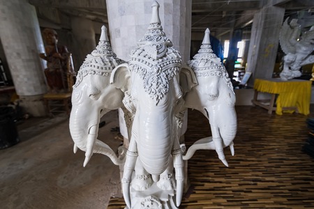 Phuket, Thailand - March, 31, 2019 : Erawan elephants at the big buddha statue in Phuket Thailandのeditorial素材