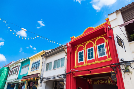 Phuket, Thailand - March, 30, 2019 : The view of Phuket old town. Many old buildings are Sino-portuguese style in Phuket, Thailandのeditorial素材