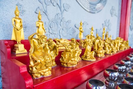 Golden buddha image, Chinese Temple Wat Borom Racha Kanchanapisek Anusorn (Leng nuei Yee 2), Thailandの写真素材