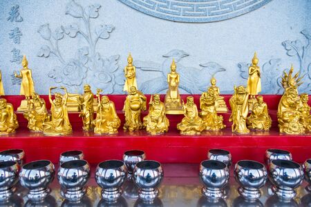 Golden buddha image, Chinese Temple Wat Borom Racha Kanchanapisek Anusorn (Leng nuei Yee 2), Thailandの写真素材