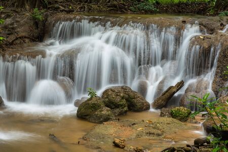 Waterfall in autumn forest, Kanchanaburi, thailand