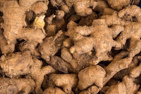 Fresh organic ginger on fresh market in thailand