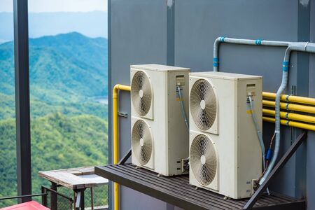 System of central conditioning set on the roof of the buildingの写真素材