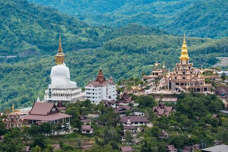 Phetchabun, Thailand - July, 07, 2019 : Beautiful landscape view of Golden pagoda at Wat Pha Sorn Kaew, Petchabun, Thailandのeditorial素材